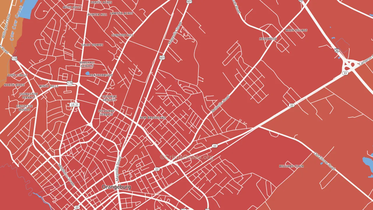 Brookdale, SC Map of Murder Rates