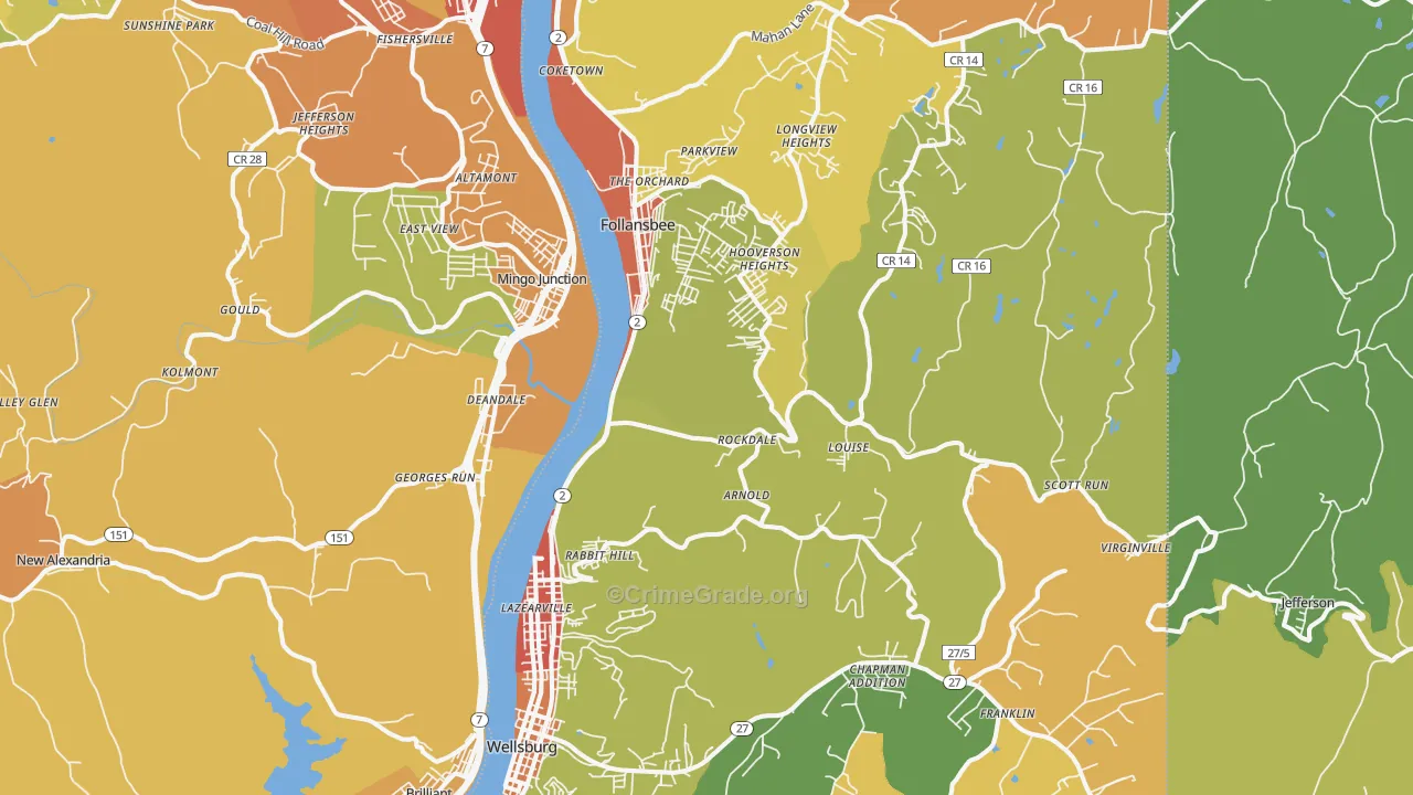 Brooke County, WV Map of Murder Rates