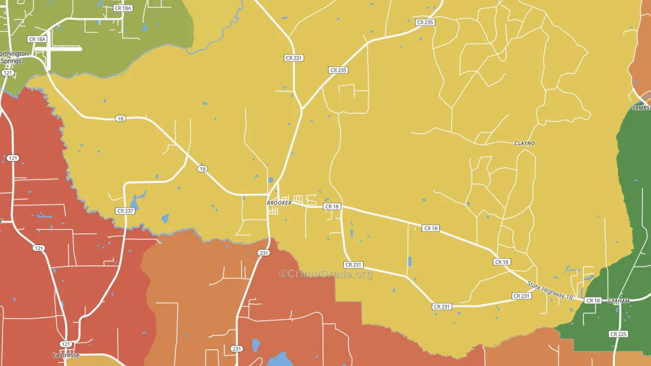 Brooker, FL Map of Murder Rates