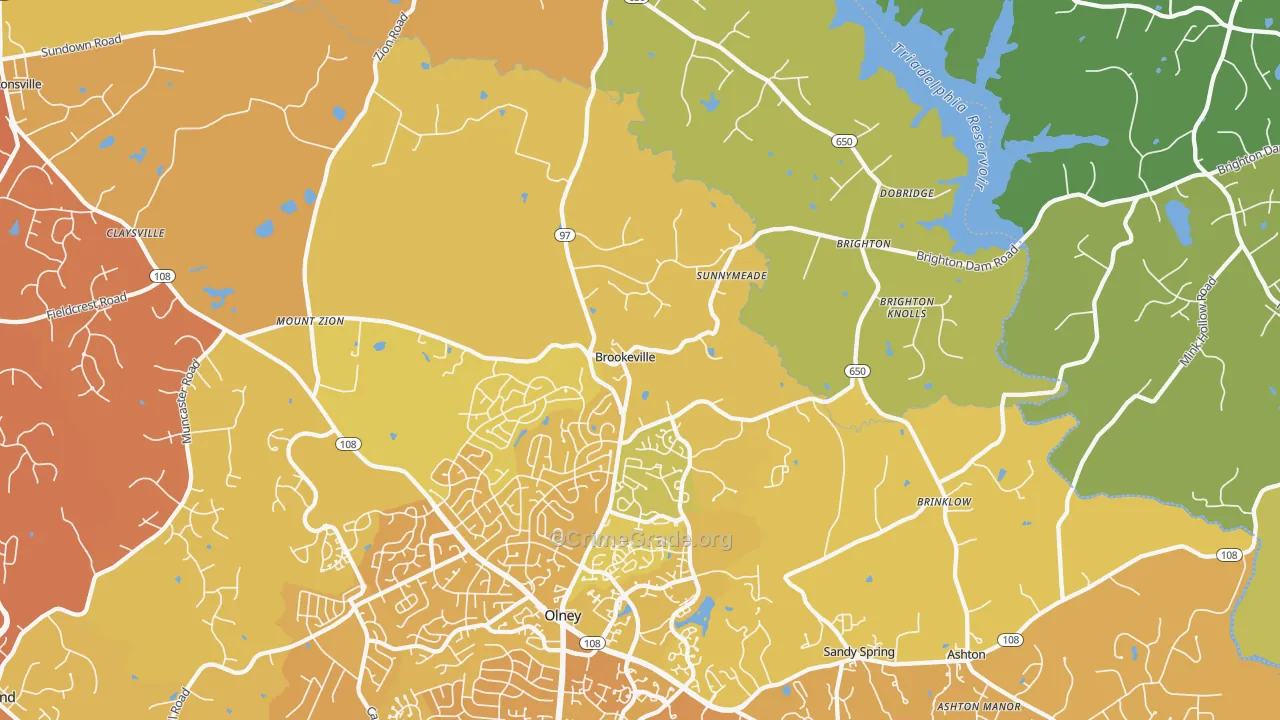 Brookeville, MD Map of Murder Rates