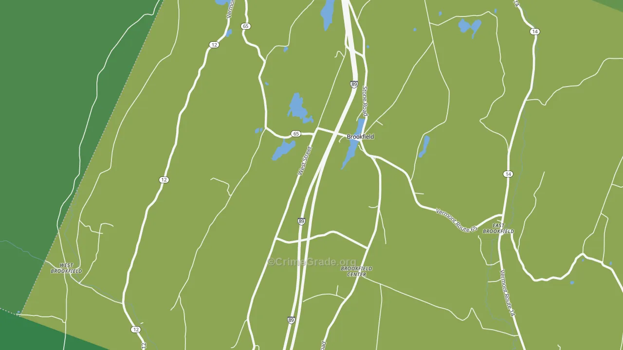 Brookfield Center, VT Map of Murder Rates