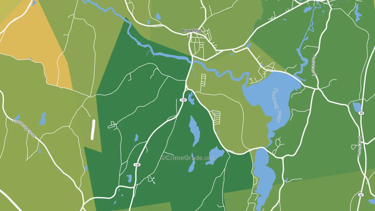 Brookfield, MA Map of Murder Rates