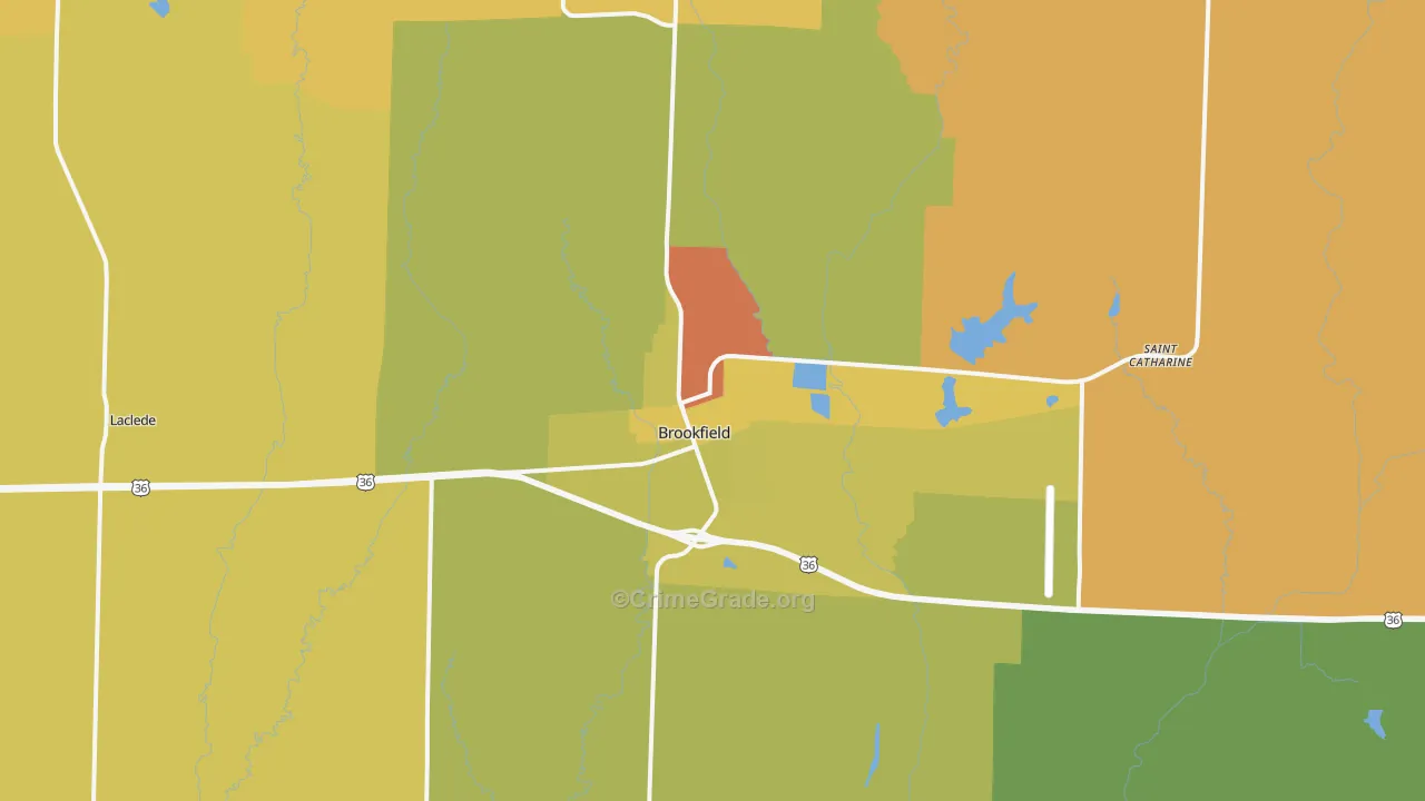 Brookfield, MO Map of Murder Rates