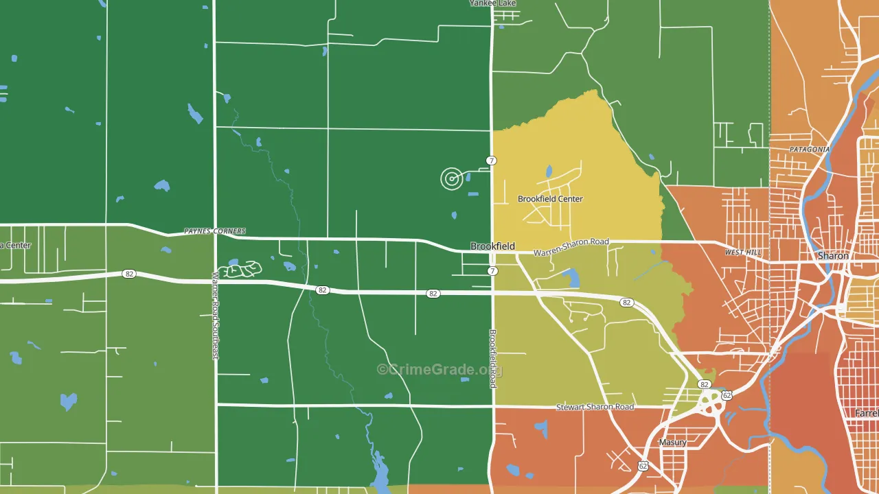 Brookfield, OH Map of Murder Rates