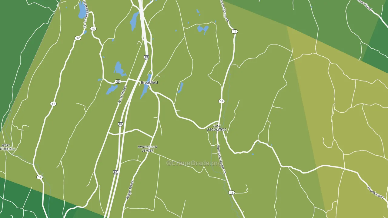 Brookfield, VT Map of Murder Rates
