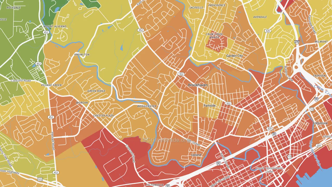 Brookhaven, PA Map of Murder Rates