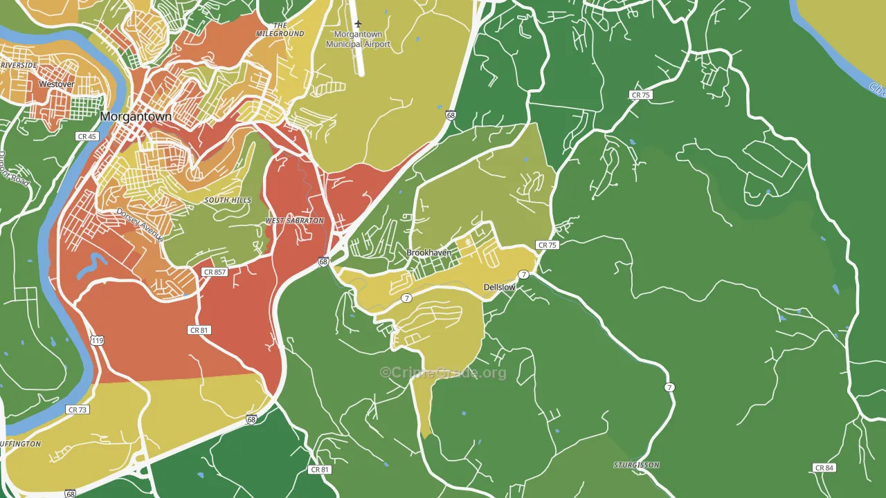 Brookhaven, WV Map of Murder Rates