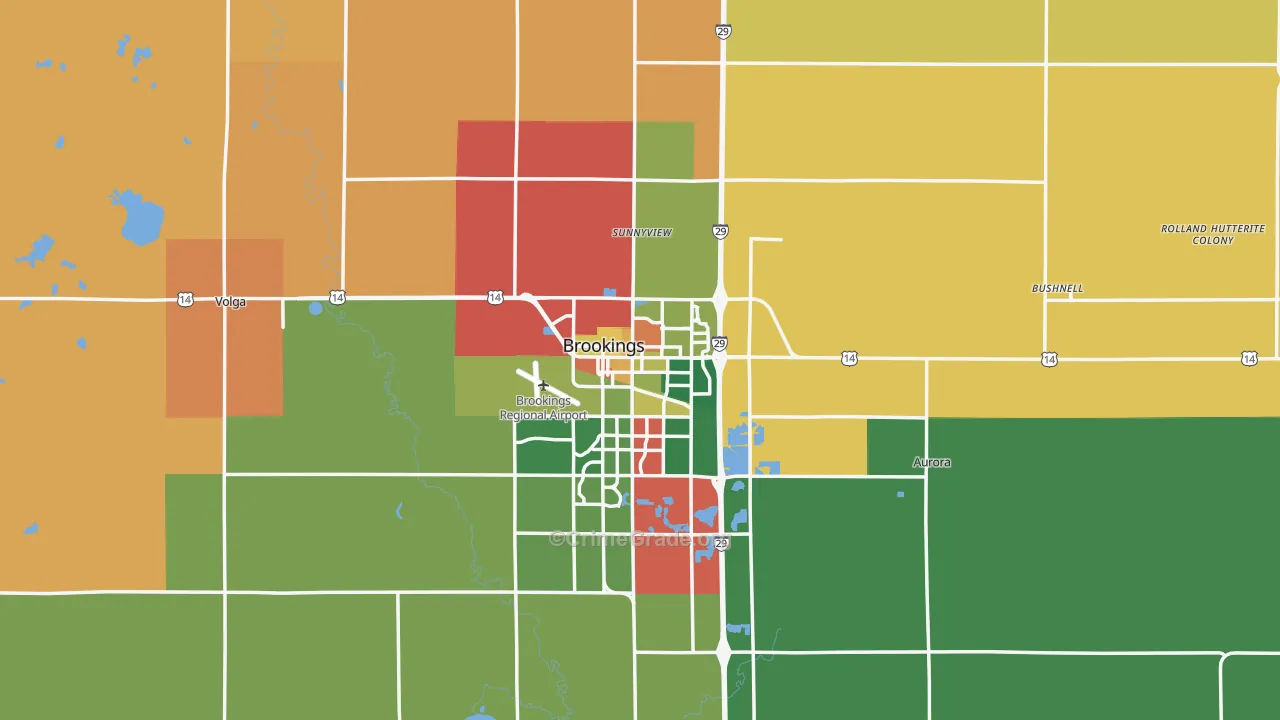 Brookings County, SD Map of Murder Rates