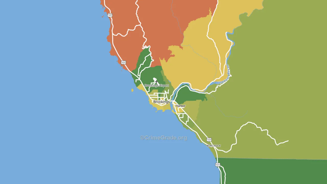 Brookings, OR Map of Murder Rates