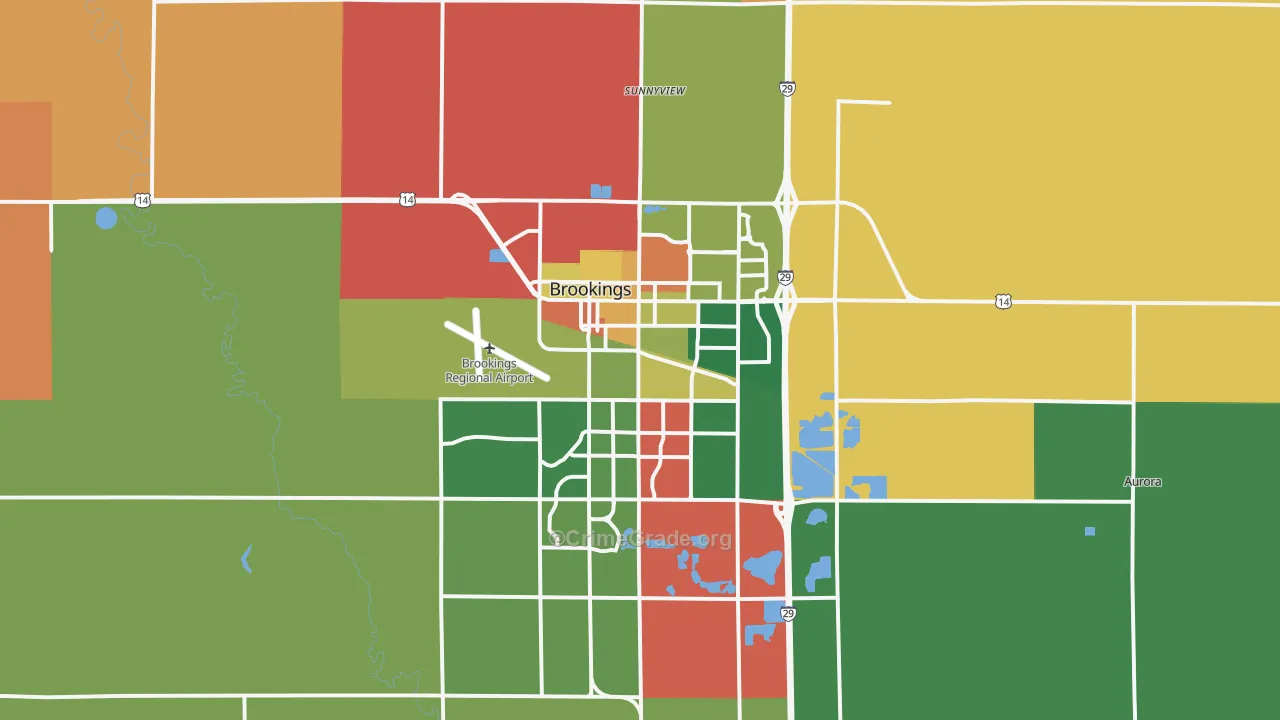 Brookings, SD Map of Murder Rates
