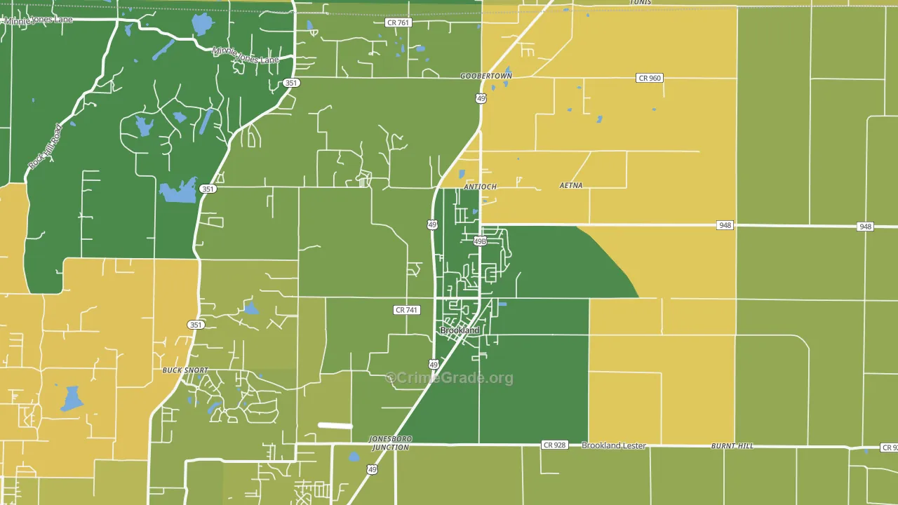 Brookland, AR Map of Murder Rates