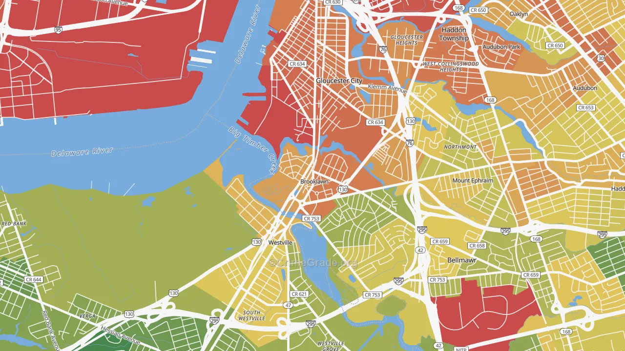 Brooklawn, NJ Map of Murder Rates
