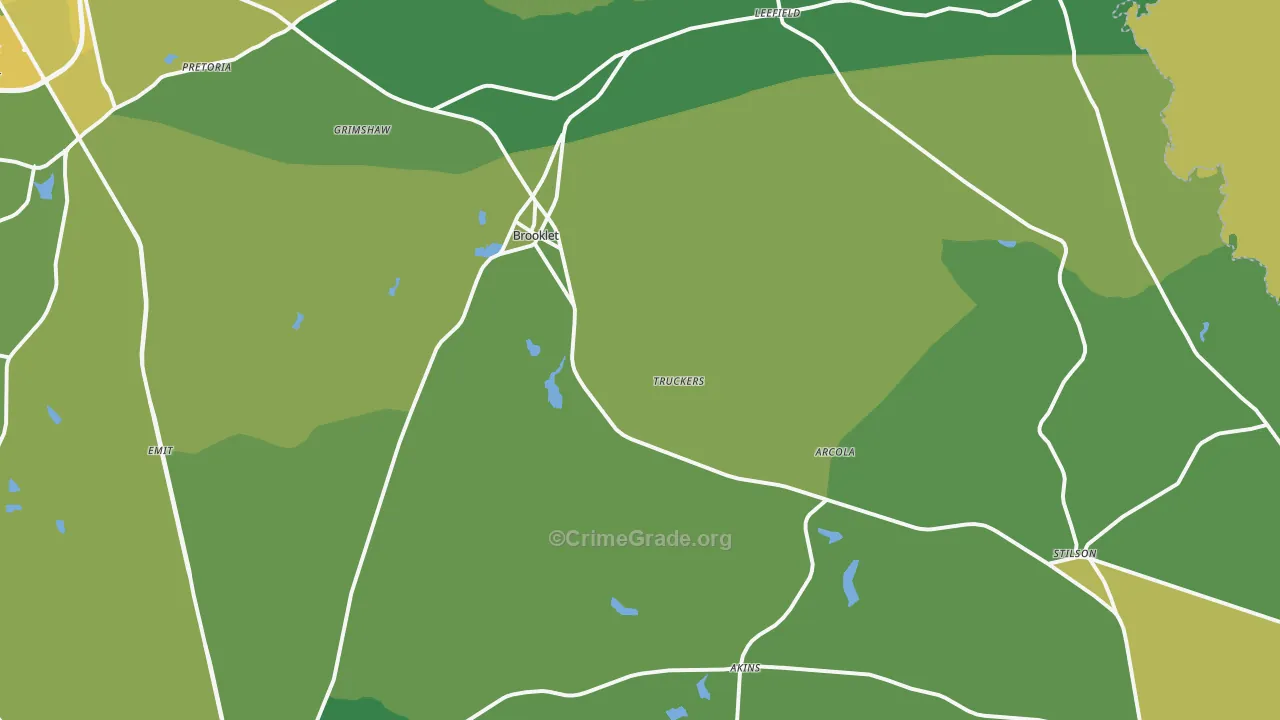 Brooklet, GA Map of Murder Rates