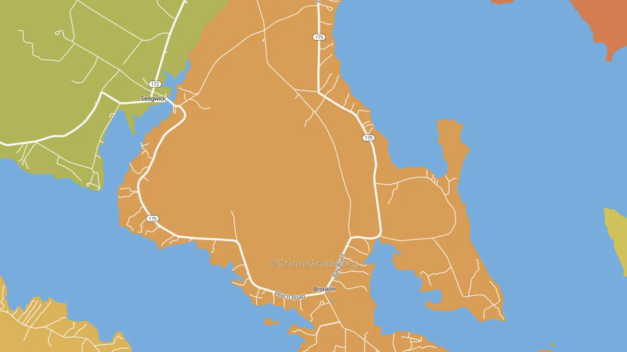 Brooklin, ME Map of Murder Rates