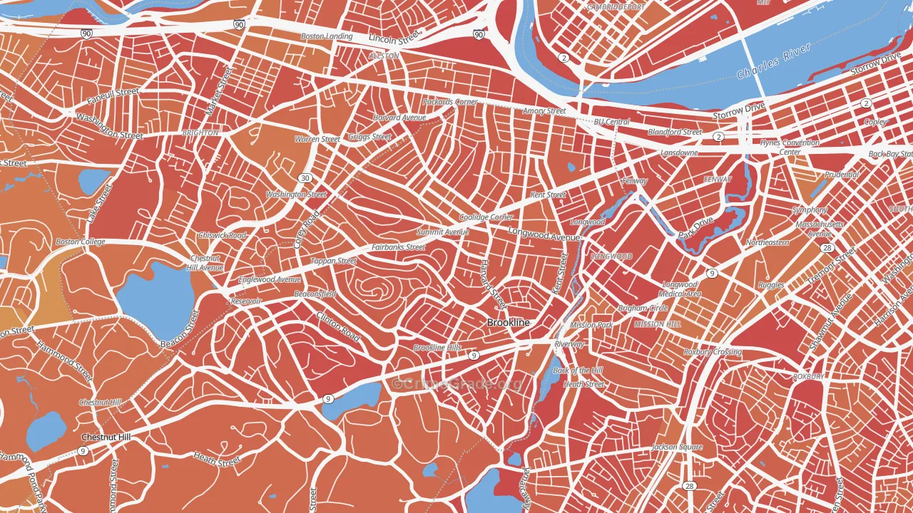 Brookline, MA Map of Murder Rates
