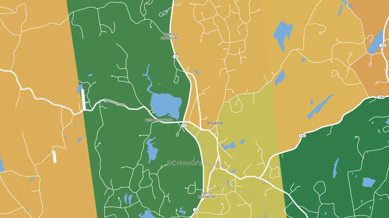 Brookline, NH Map of Murder Rates