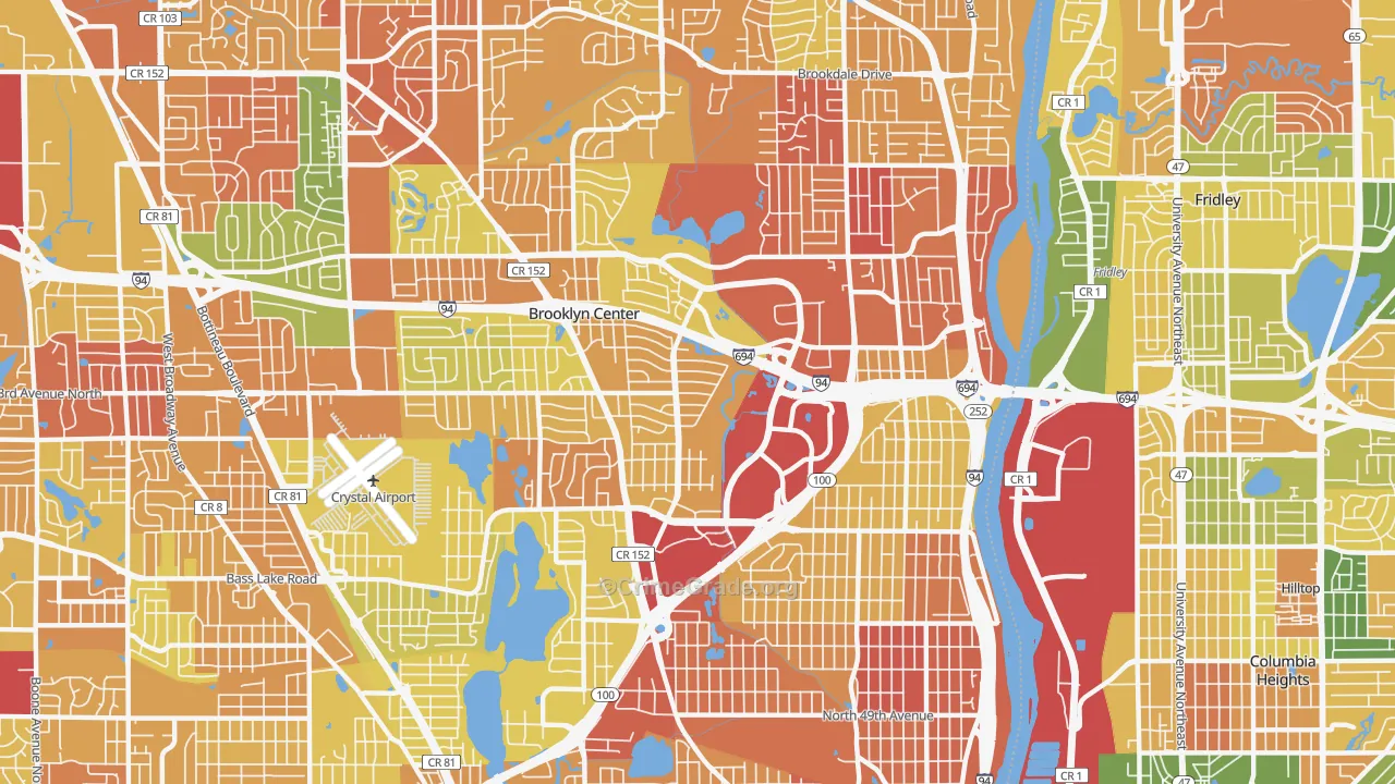 Brooklyn Center, MN Map of Murder Rates