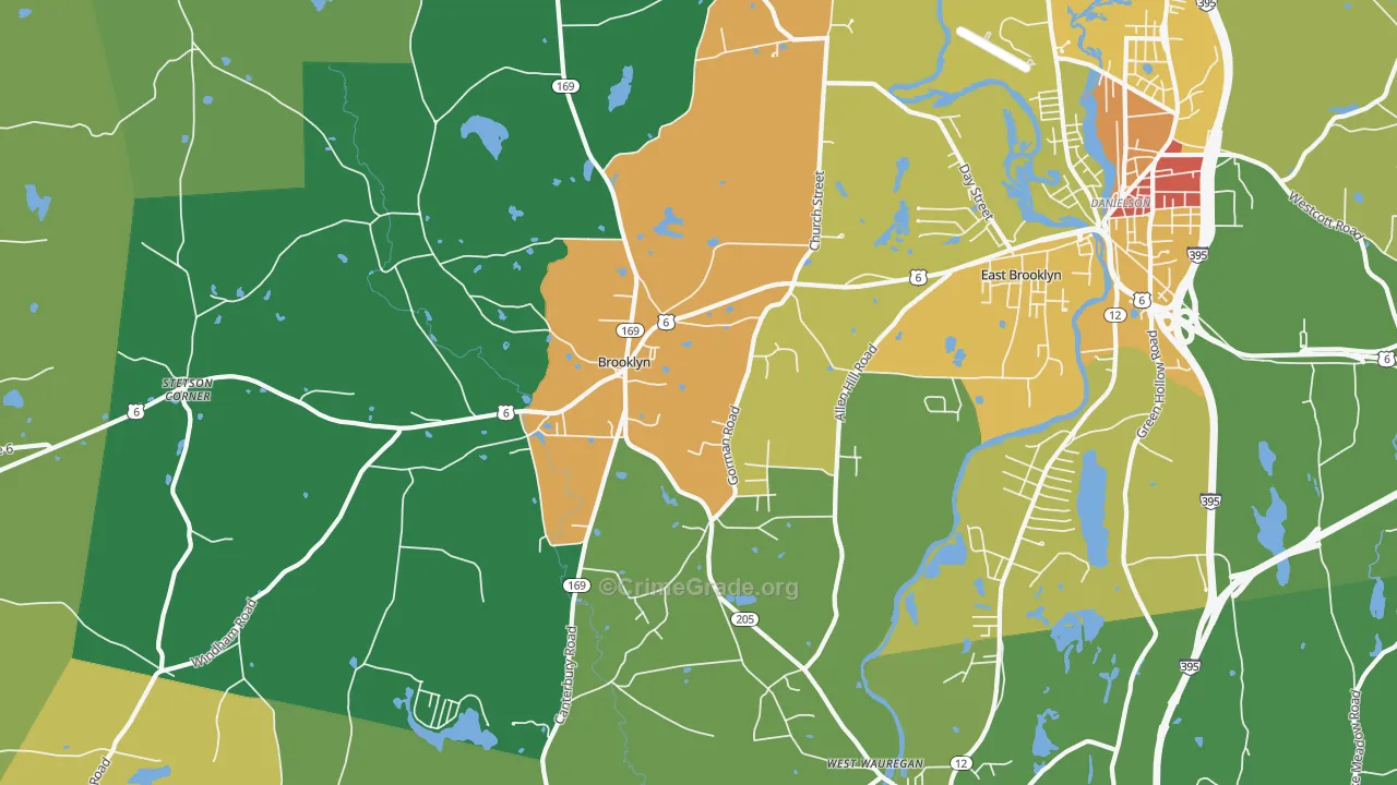 Brooklyn, CT Map of Murder Rates