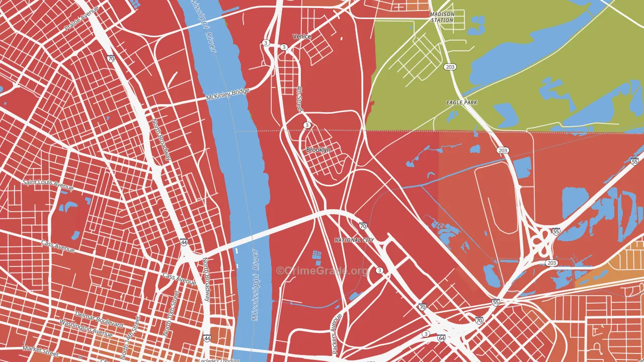 Brooklyn, IL Map of Murder Rates