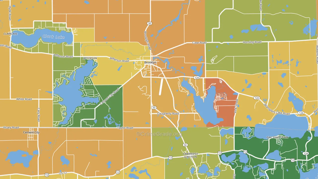 Brooklyn, MI Map of Murder Rates
