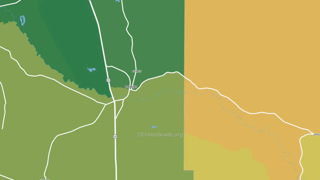 Brooklyn, MS Map of Murder Rates