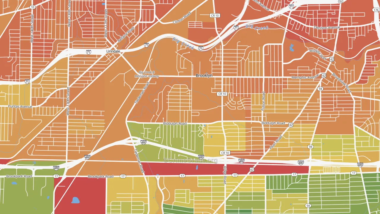 Brooklyn, OH Map of Murder Rates