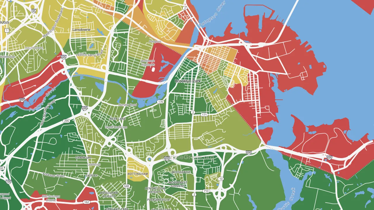 Brooklyn Park, MD Map of Murder Rates