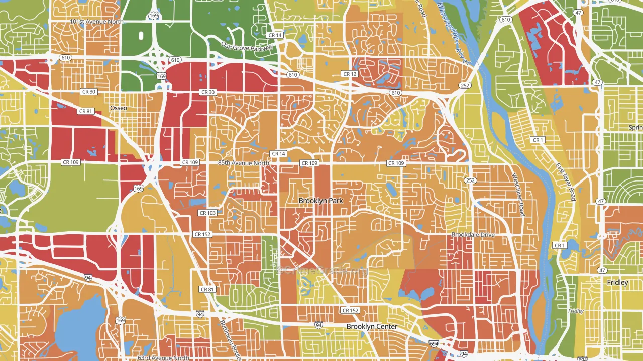 Brooklyn Park, MN Map of Murder Rates