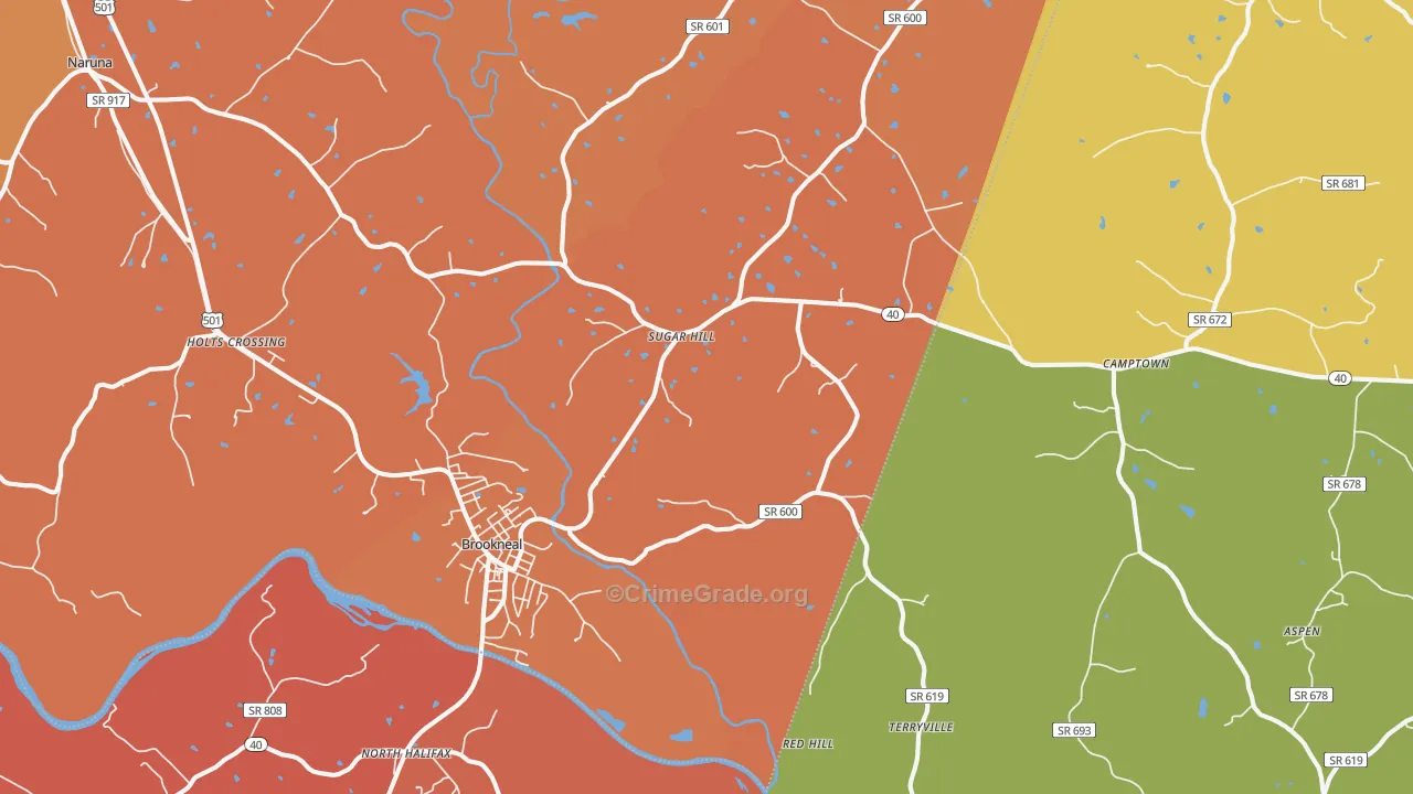 Brookneal, VA Map of Murder Rates