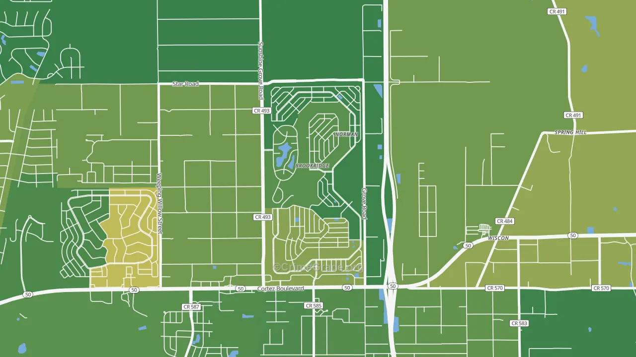 Brookridge, FL Map of Murder Rates