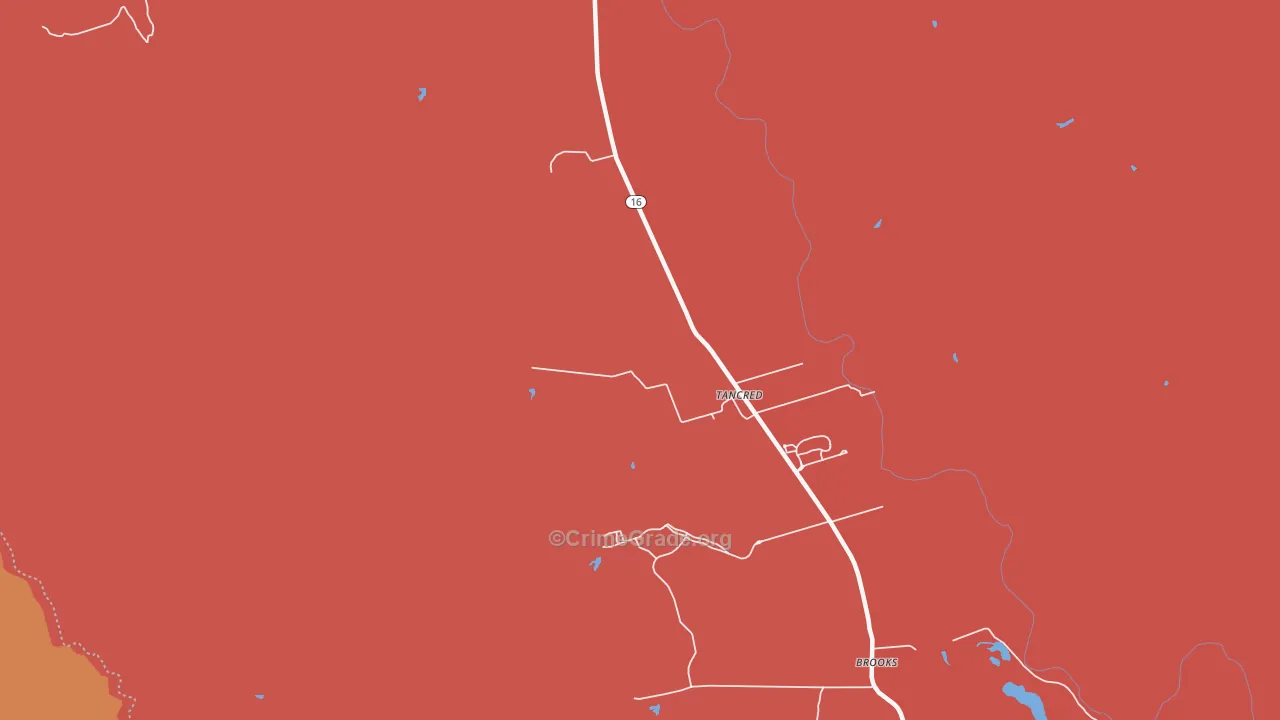 Brooks, CA Map of Murder Rates