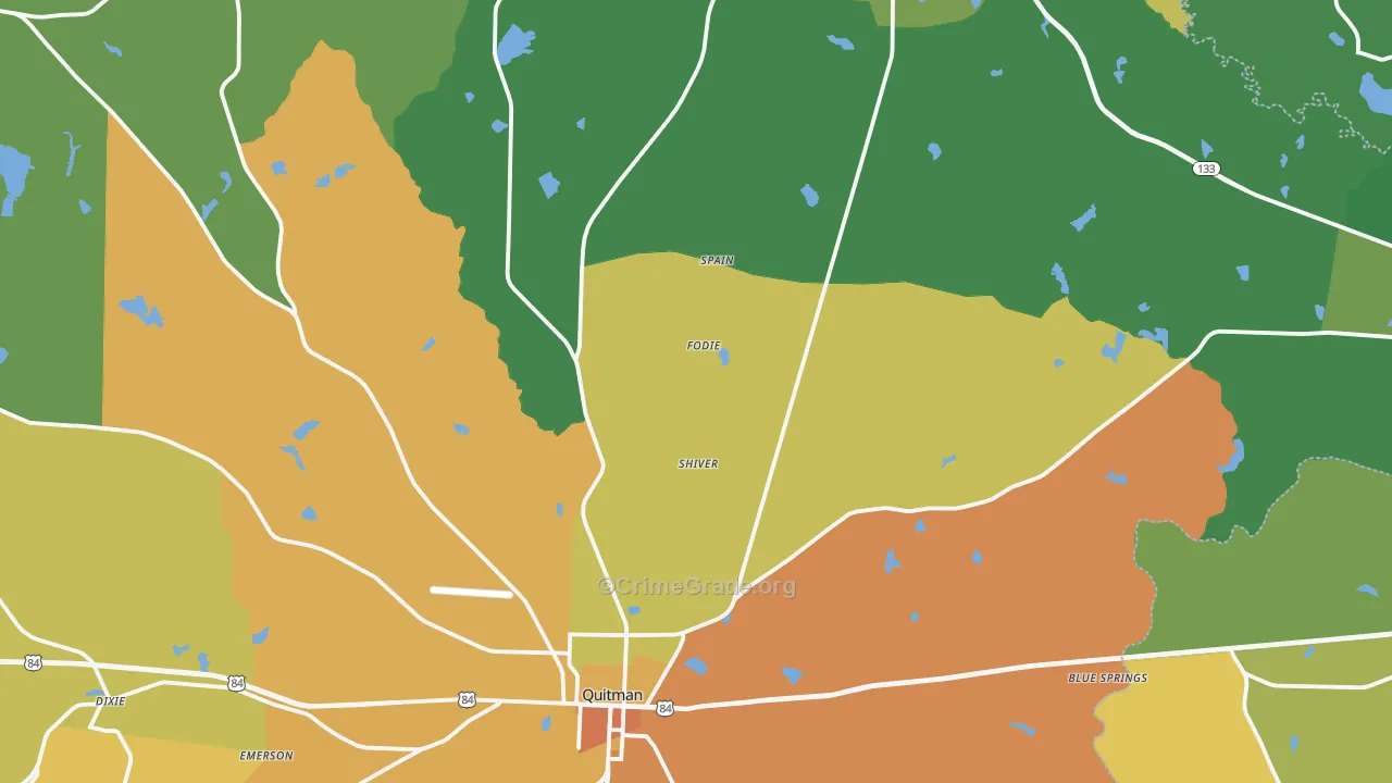 Brooks County, GA Map of Murder Rates