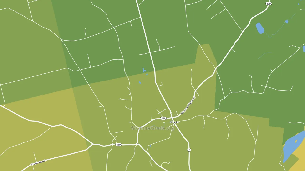 Brooks, ME Map of Murder Rates