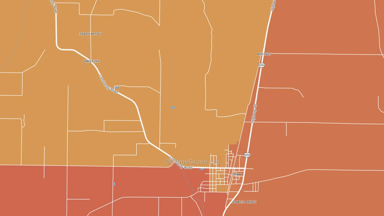 Brooks, MS Map of Murder Rates