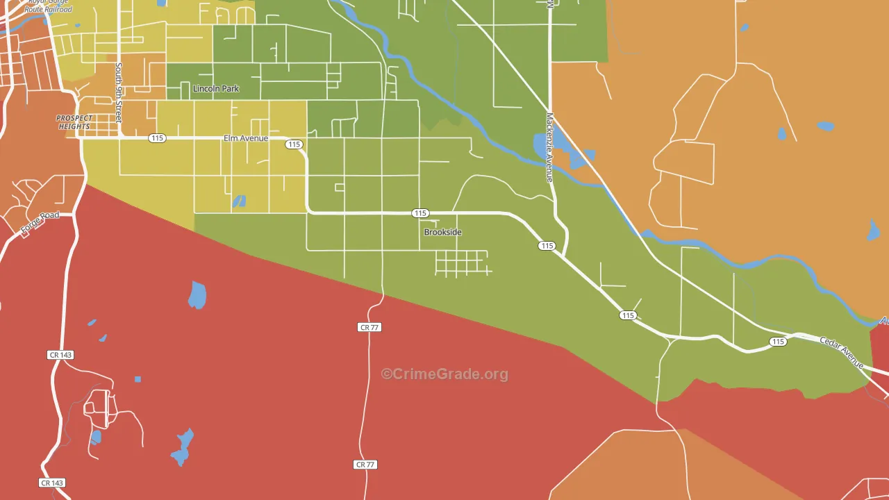 Brookside, CO Map of Murder Rates