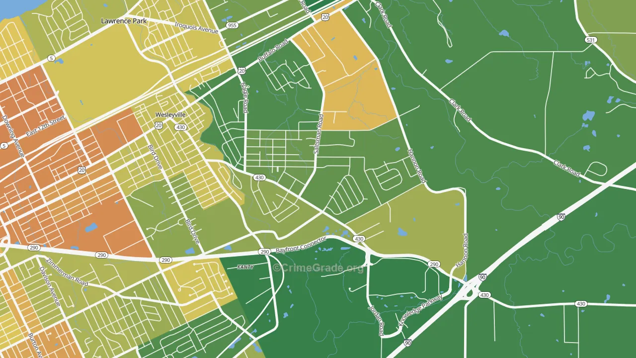 Brookside, Erie, PA Map of Murder Rates