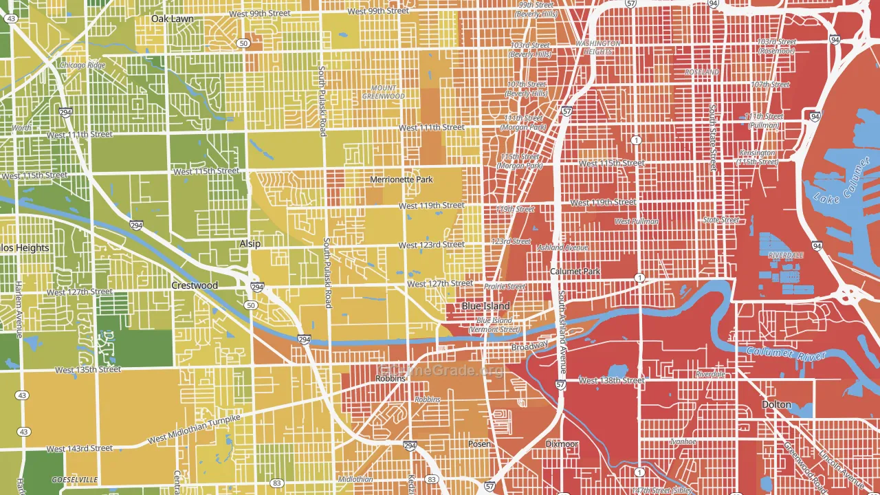 Brookside Glen, Chicago, IL Map of Murder Rates