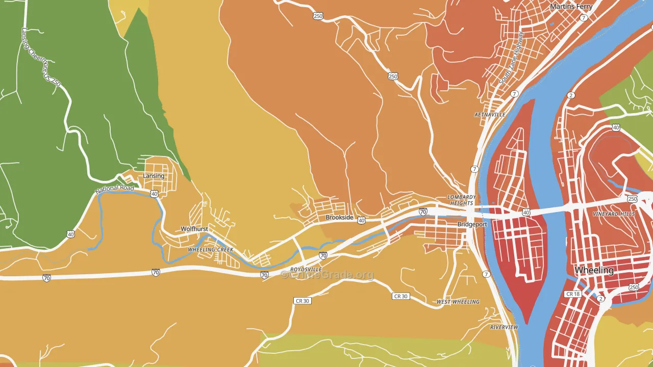 Brookside, OH Map of Murder Rates