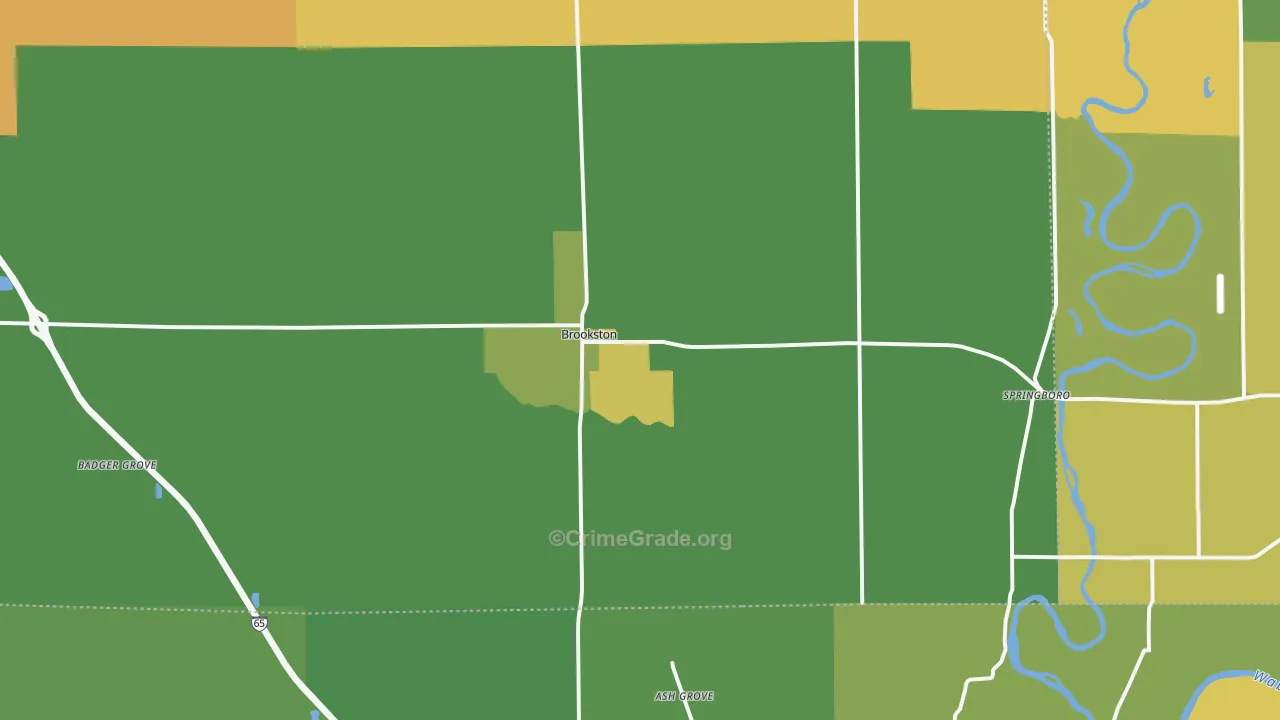 Brookston, IN Map of Murder Rates