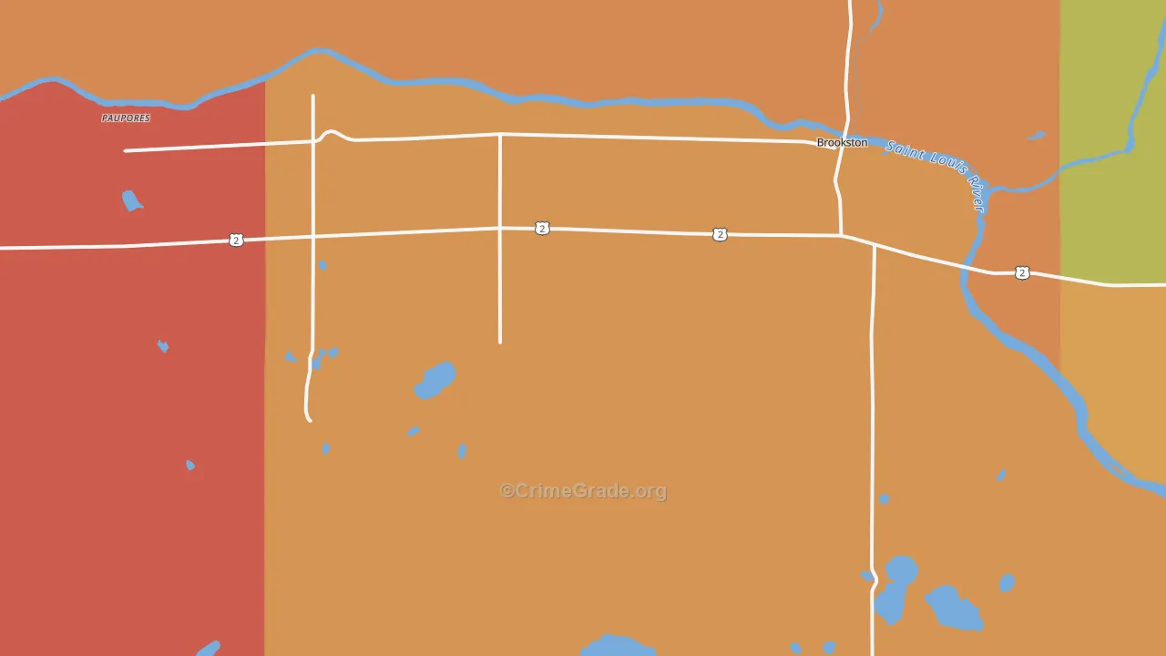 Brookston, MN Map of Murder Rates