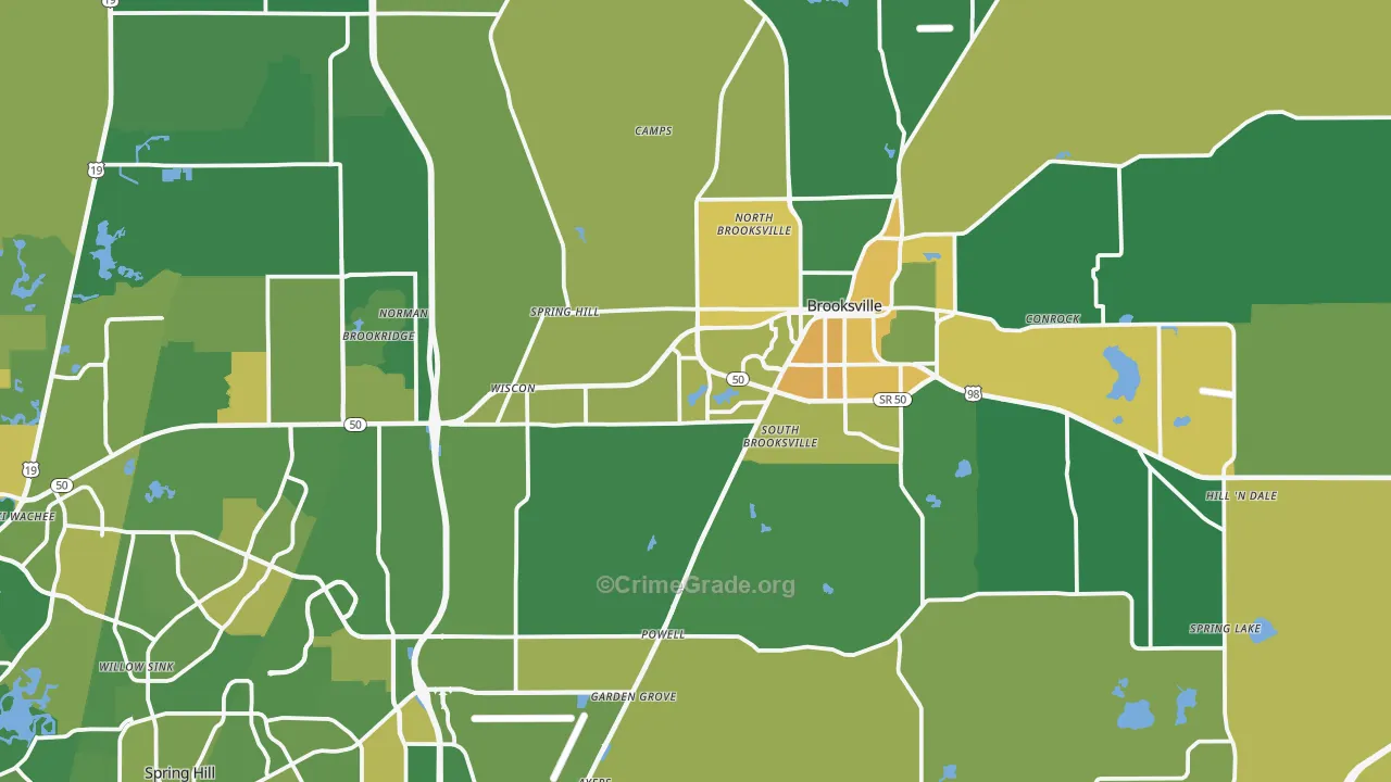 Brooksville, FL Map of Murder Rates