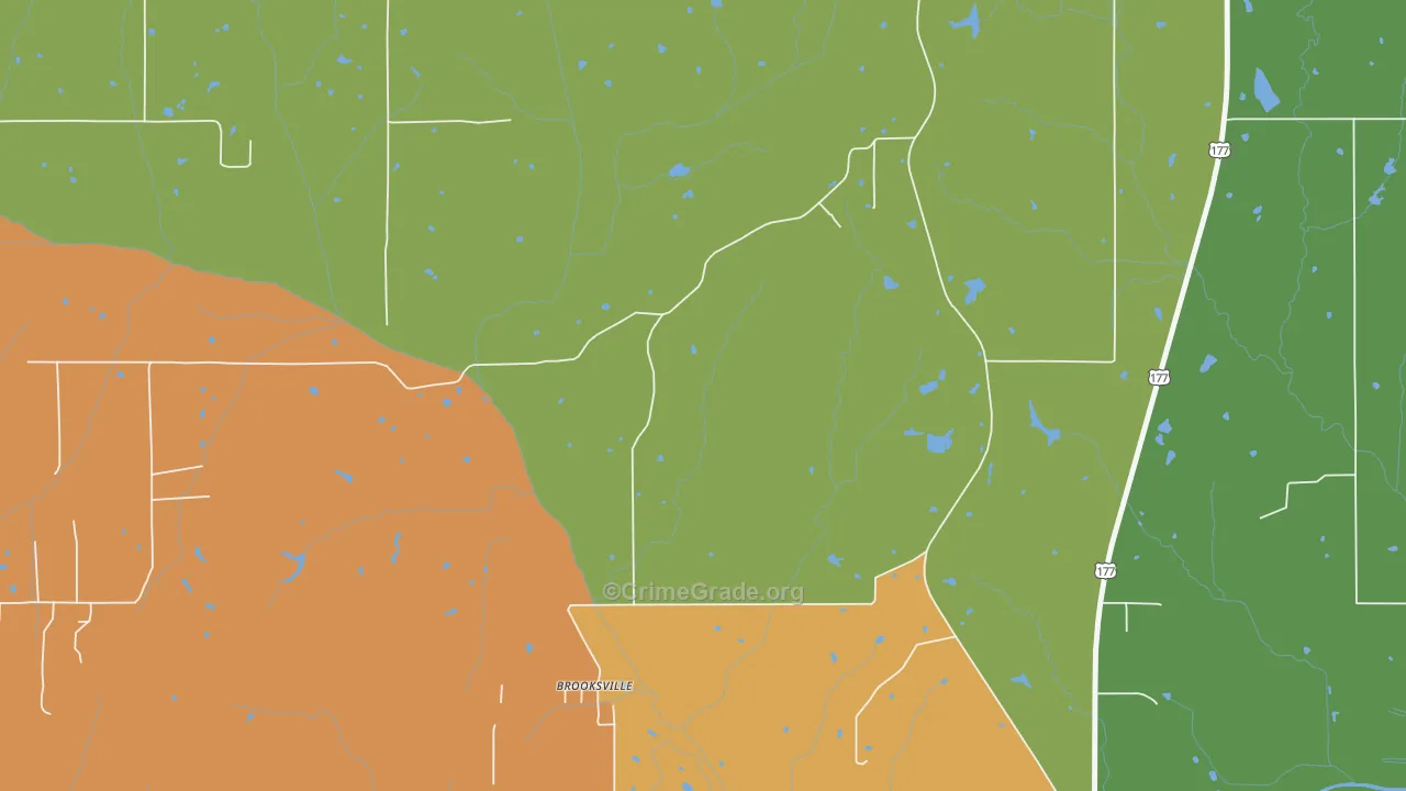 Brooksville, OK Map of Murder Rates