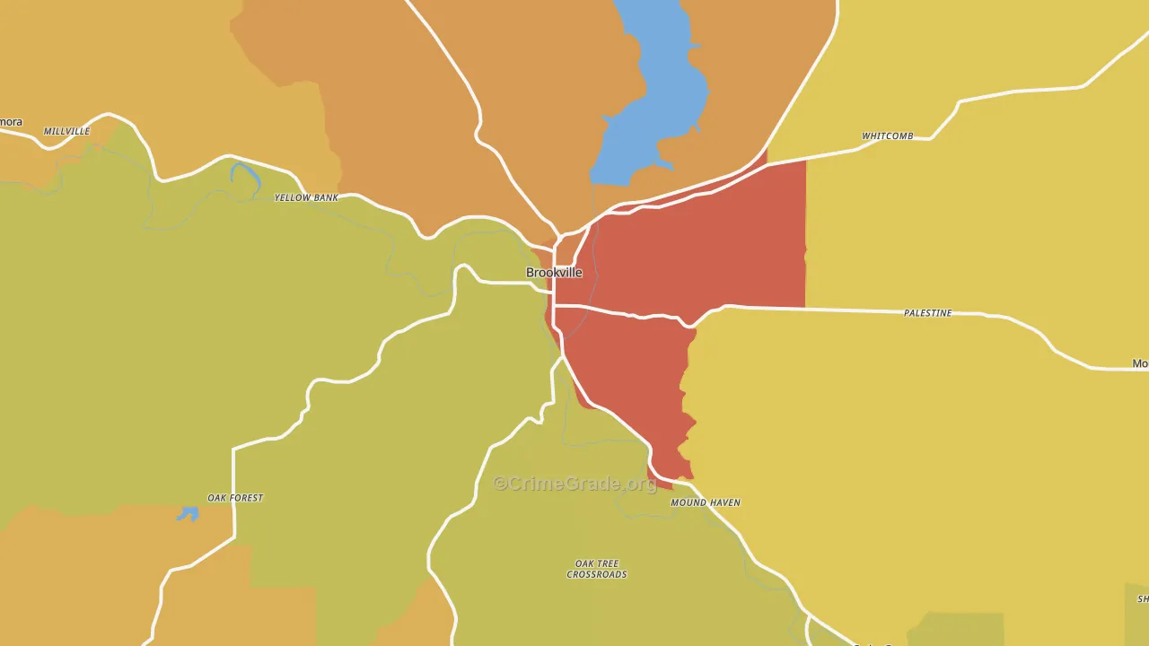 Brookville, IN Map of Murder Rates