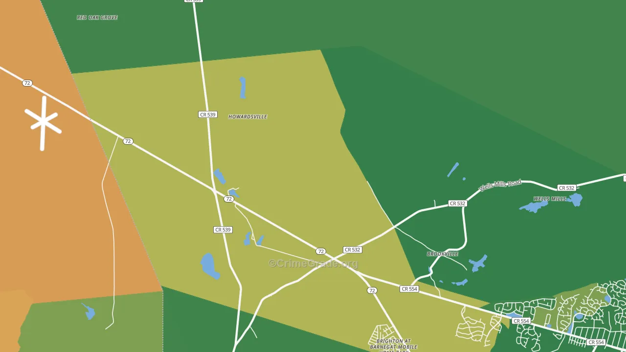 Brookville, NJ Map of Murder Rates