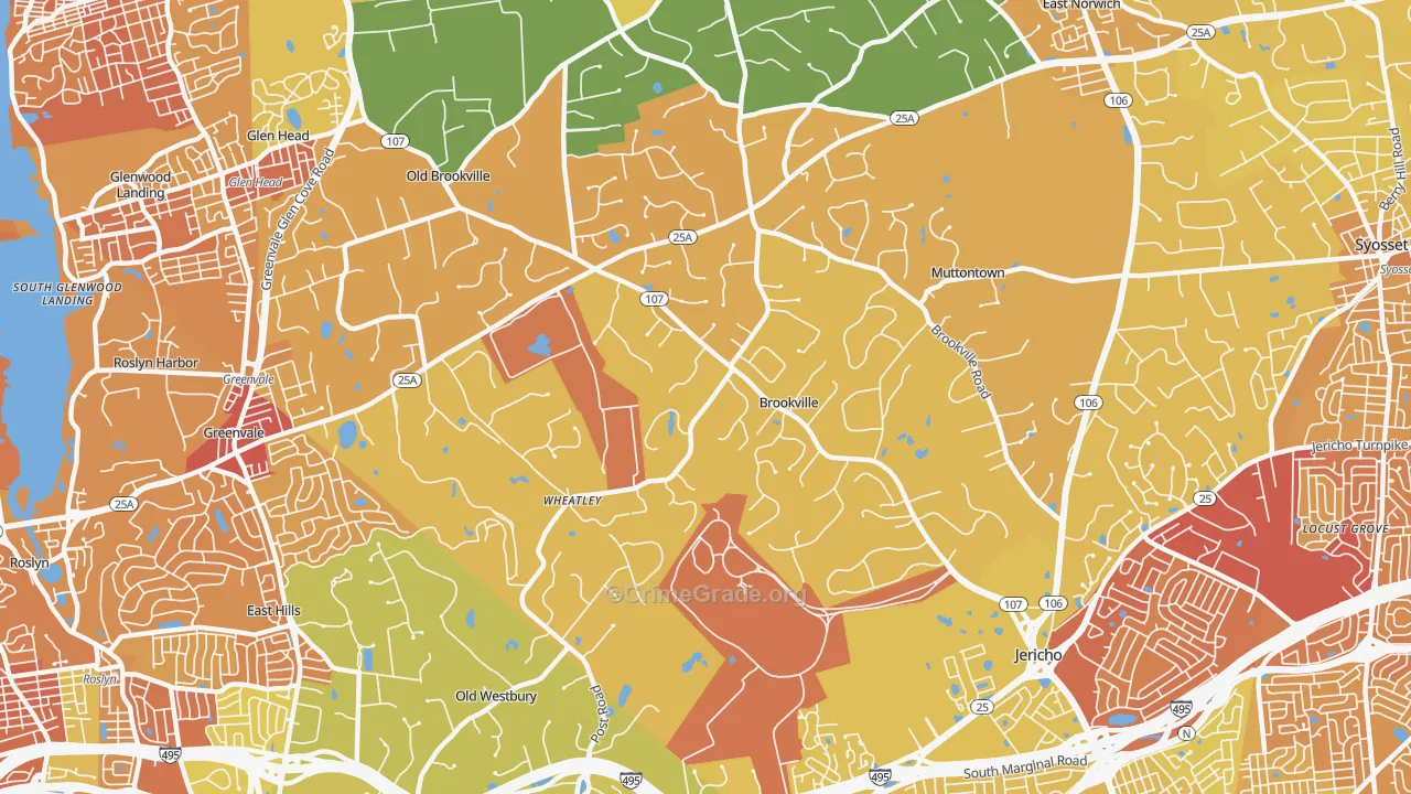 Brookville, NY Map of Murder Rates