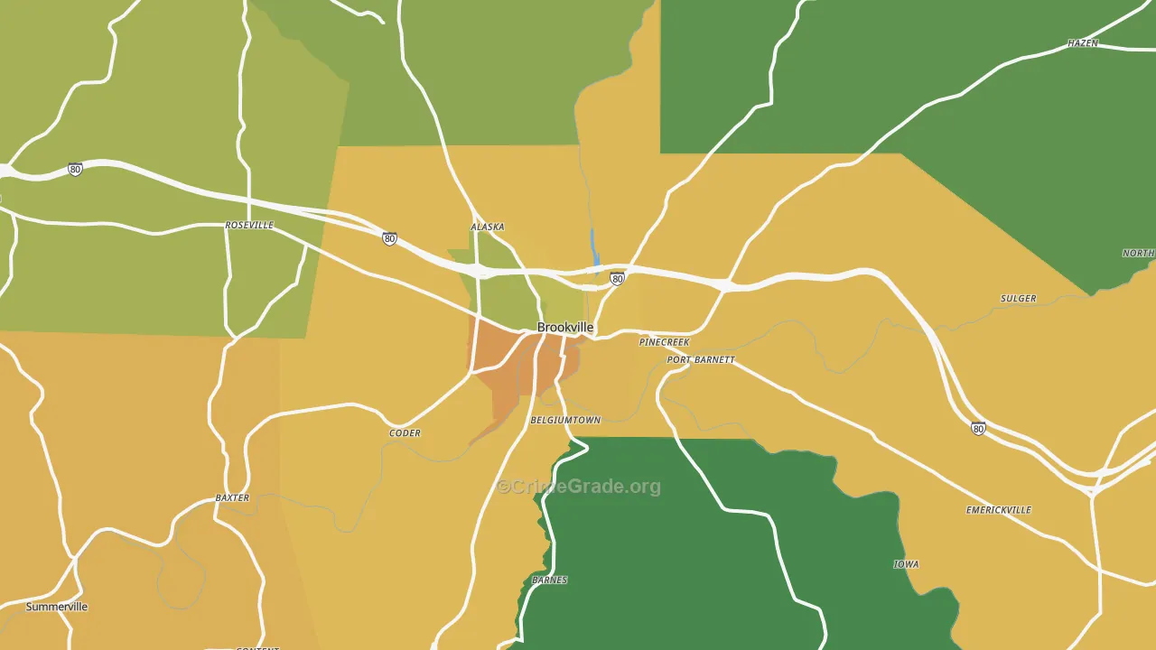 Brookville, PA Map of Murder Rates