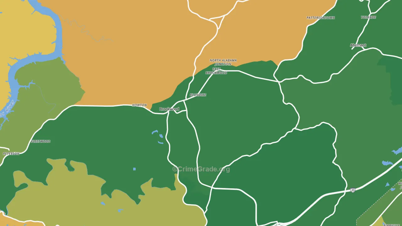 Brookwood, AL Map of Murder Rates