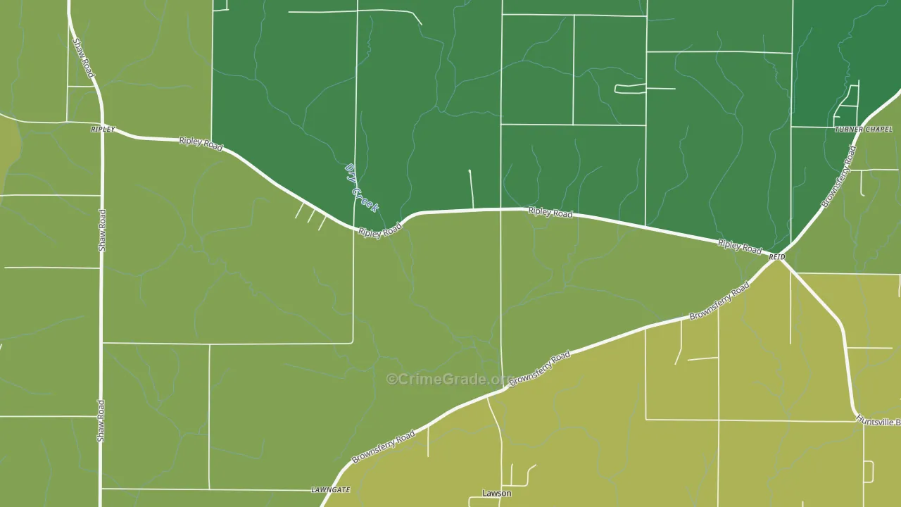 Brookwood Forest, AL Map of Murder Rates