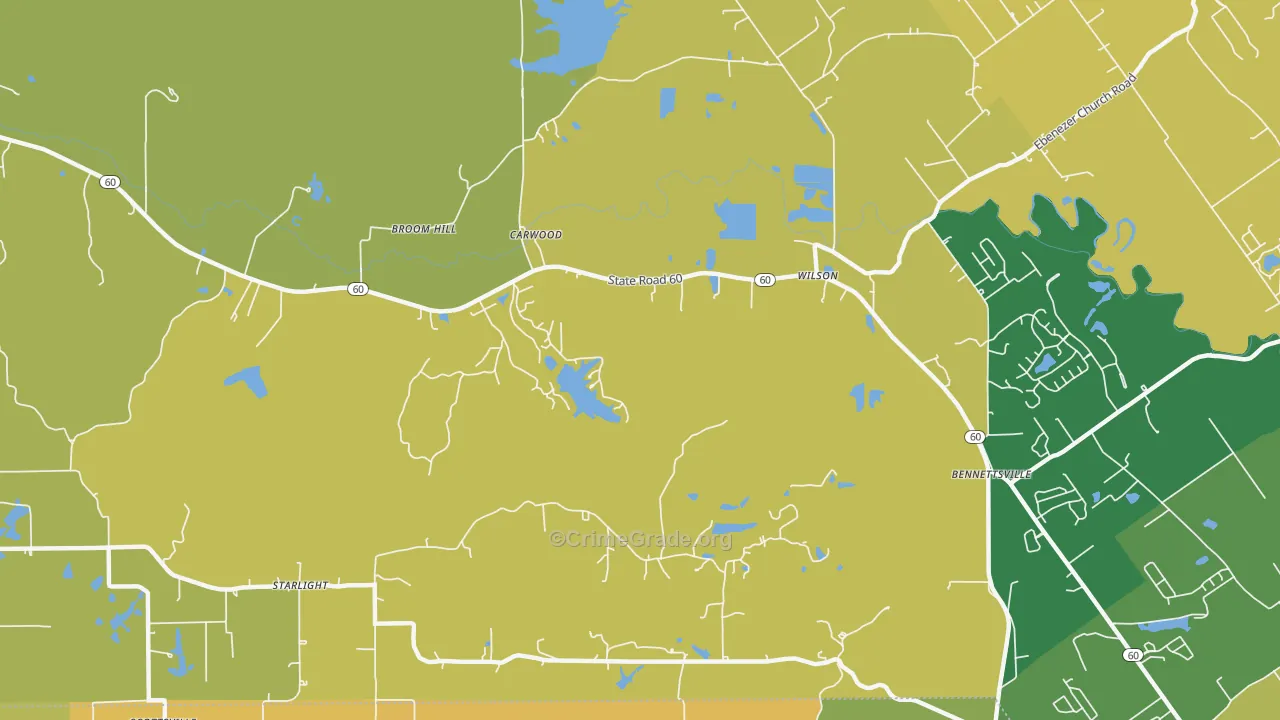 Broom Hill, IN Map of Murder Rates