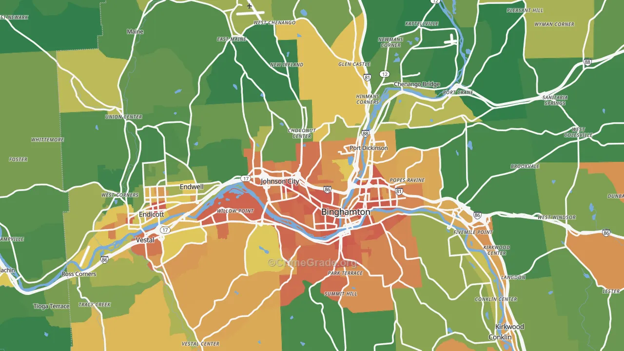 Broome County, NY Map of Murder Rates